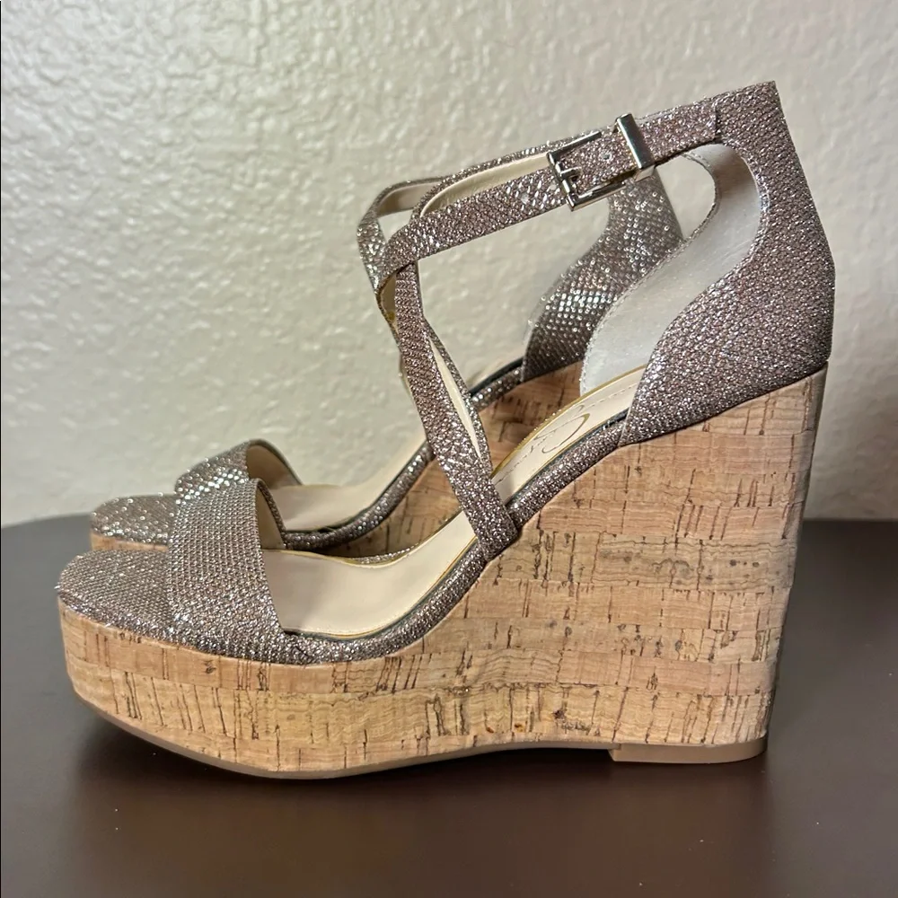 NEW Jessica Simpson Wedge Sandals – Glitter – Size 5.5 – New